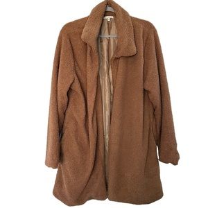 Kate & Sam Teddy Bear Lined Fleece Boho Cardigan Jacket Women’s Size Large (648)